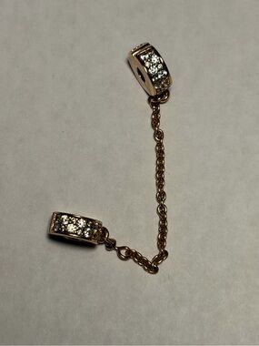 Authentic Pandora Rose Sparkling Pavé Safety Chain Charm ALE